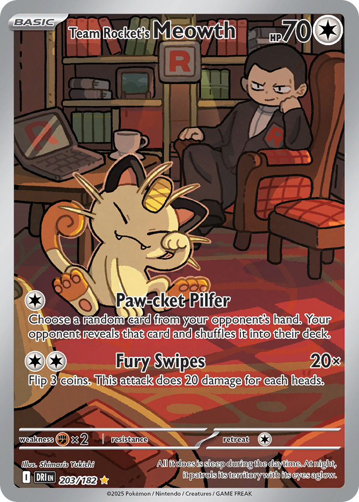 Team Rocket's Meowth #203 [SV10] [ESP] NM Holo