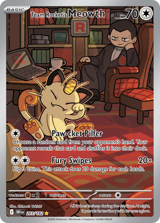 Team Rocket's Meowth #203 [SV10] [ESP] NM Holo