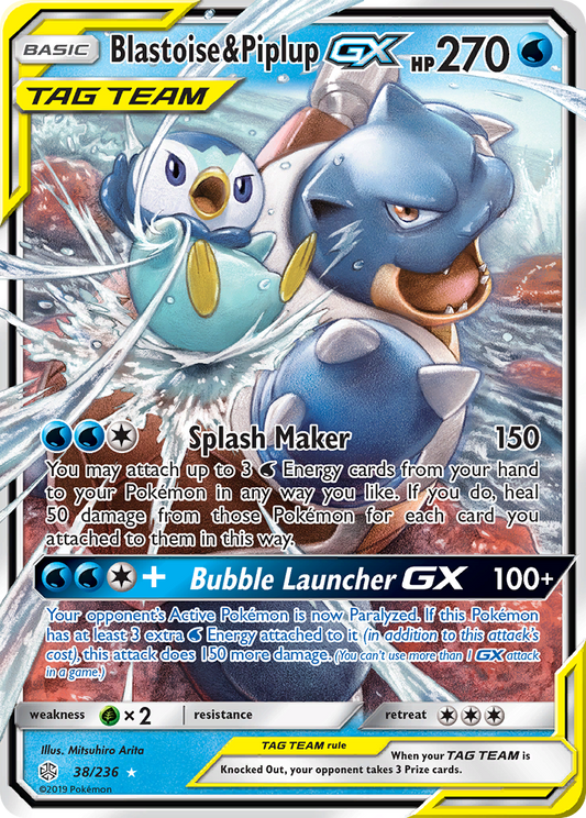 Blastoise & Piplup-GX #38 [SM12] [ESP] NM Holo