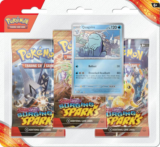 Pokémon TCG Surging Sparks — 3 Pack Blister [Quagsire] — En Inglés