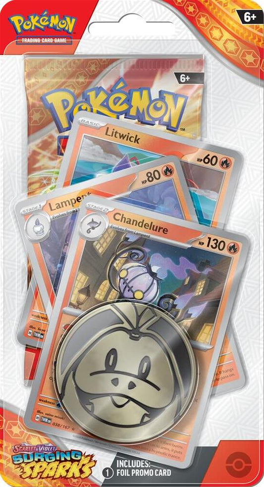 Pokémon TCG Surging Sparks — Premium Checklane Blister [Chandelure] — En Inglés