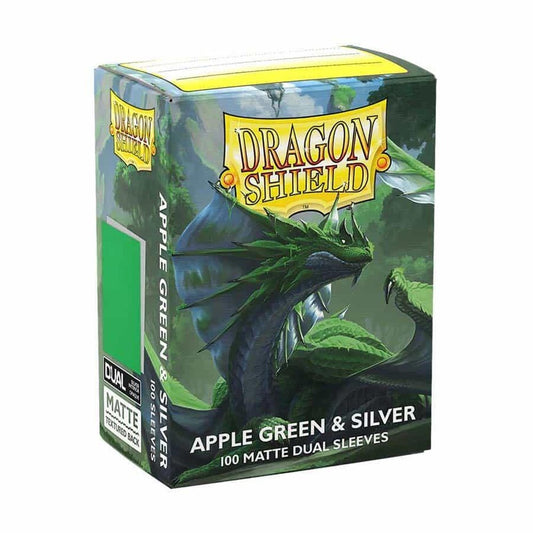 Dragon Shield Matte Dual Sleeves — Apple Green & Silver
