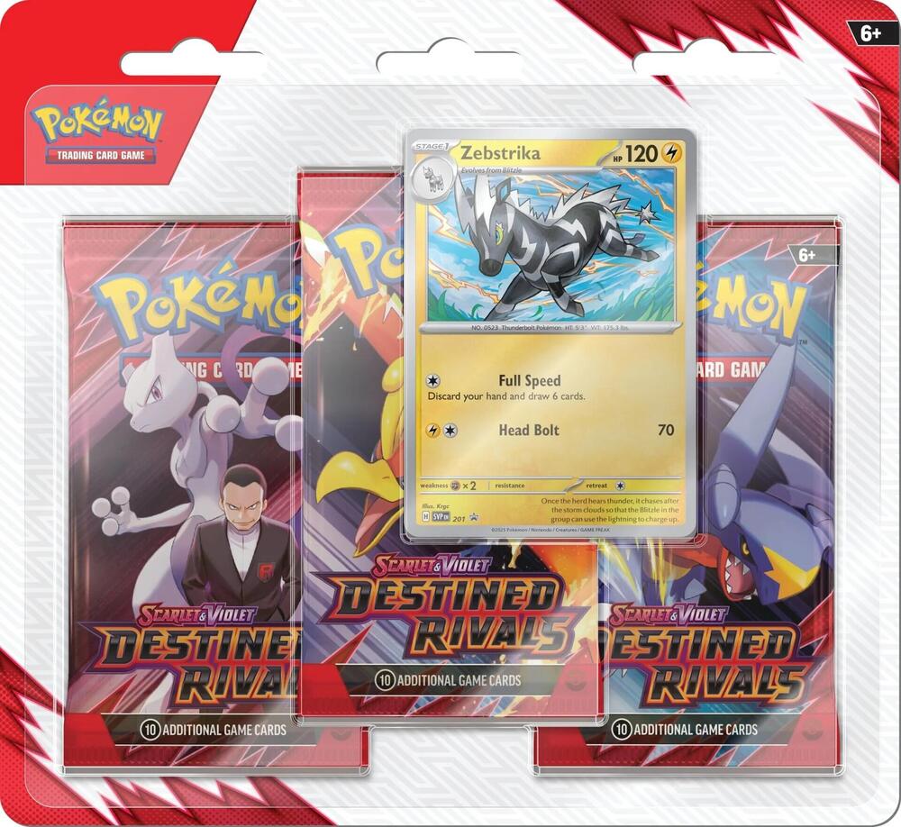 Pokémon TCG Destined Rivals — 3 Pack Blister [Zebstrika] — En Español