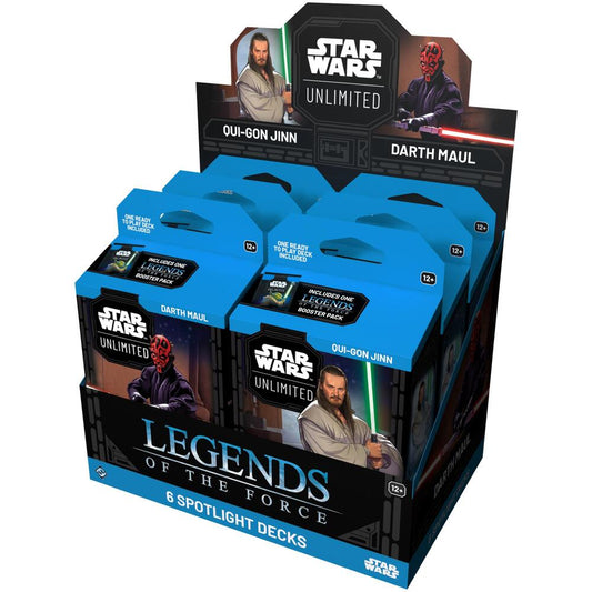 Star Wars Unlimited — Legends of the Force: Spotlight Deck Display — 6 mazos (Inglés)
