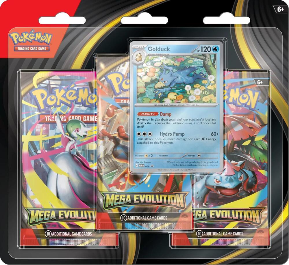 Pokémon TCG Mega Evolution — 3 Pack Blister [Golduck] — En Español