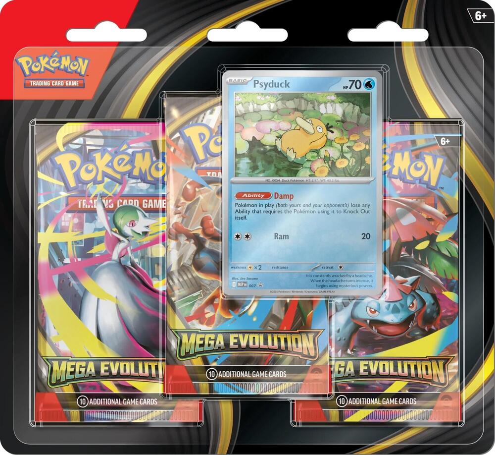 Pokémon TCG Mega Evolution — 3 Pack Blister [Psyduck] — En Inglés