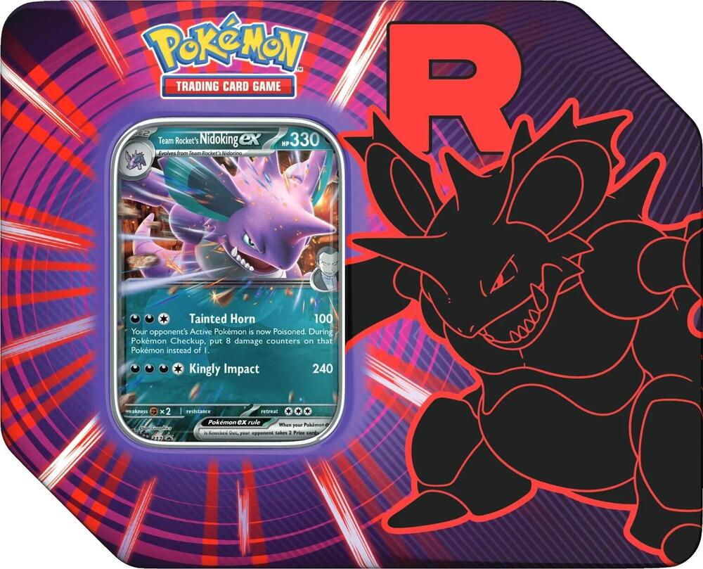 Pokémon TCG Destined Rivals — Team Rocket Tin [Team Rocket's Nidoking ex] — En Inglés