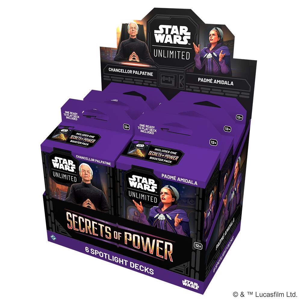 Star Wars Unlimited — Secrets of Power: Spotlight Deck Display — 6 mazos (Inglés)
