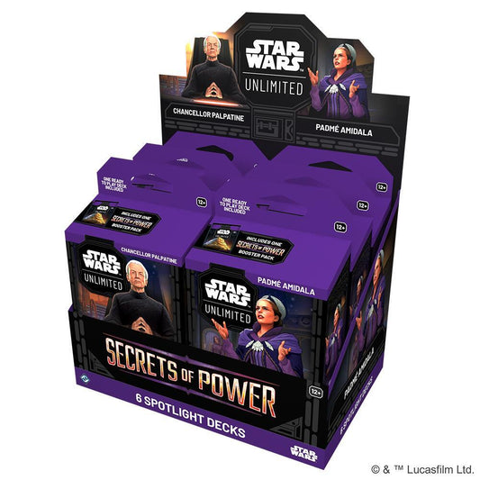 Star Wars Unlimited — Secrets of Power: Spotlight Deck Display — 6 mazos (Inglés)