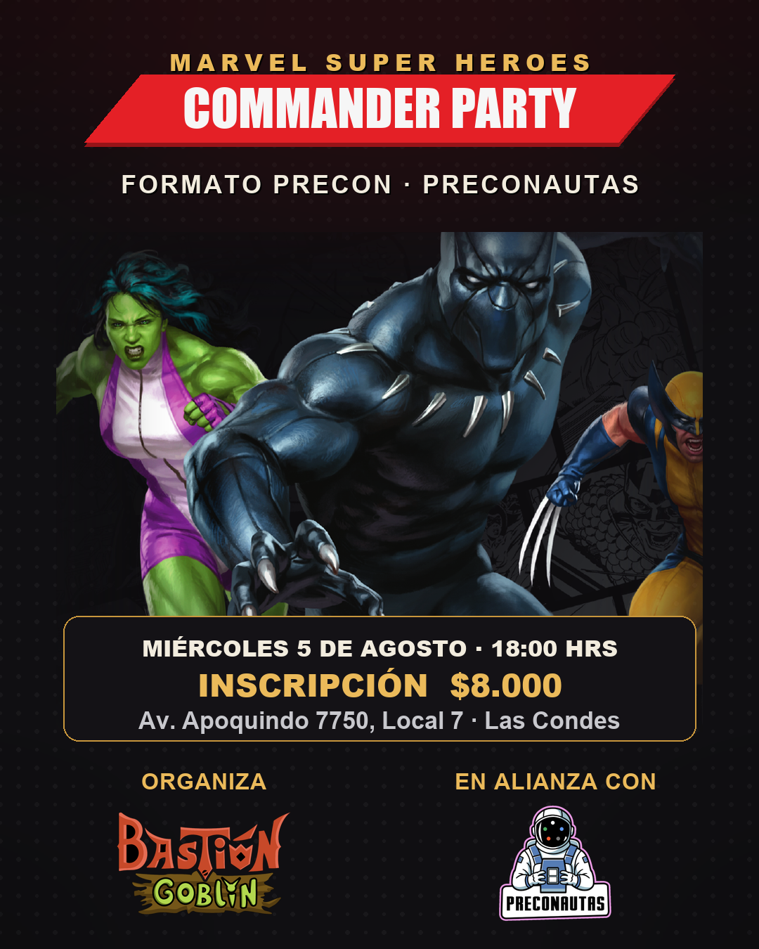 Entrada — Commander Party Marvel Super Heroes (Mié 5 Ago)
