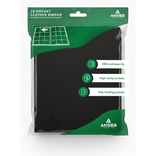 Andes Protection Carpeta de Cuero 12 Bolsillos 3x4 para 480 cartas TCG