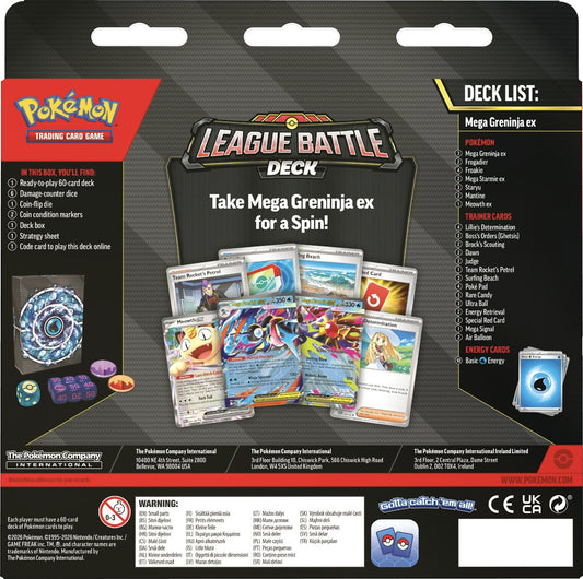 Pokémon TCG League Battle Deck — Mega Greninja ex (Inglés) — dorso