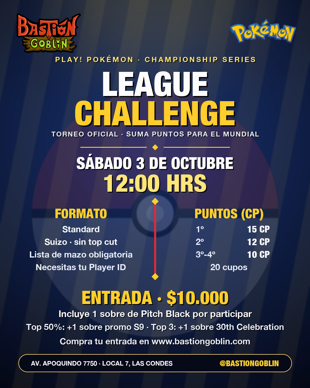 League Challenge Pokémon TCG — sábado 3 de octubre 12:00 en Bastión Goblin