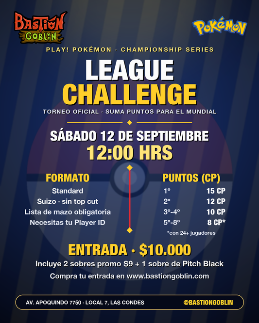 League Challenge Pokémon TCG — sábado 12 de septiembre 12:00 en Bastión Goblin