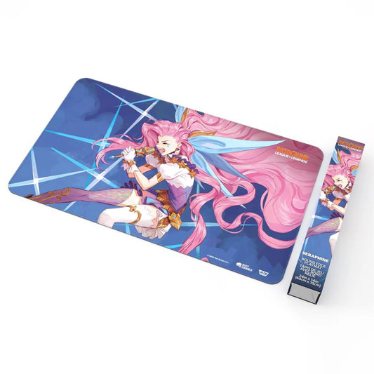 Playmat Riftbound Radiance de Seraphine — tapete de juego 60×35 cm con borde cosido