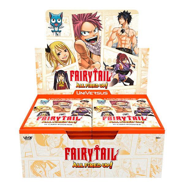 UniVersus FAIRY TAIL All Fired Up! Booster Display — caja de 24 sobres (frente)