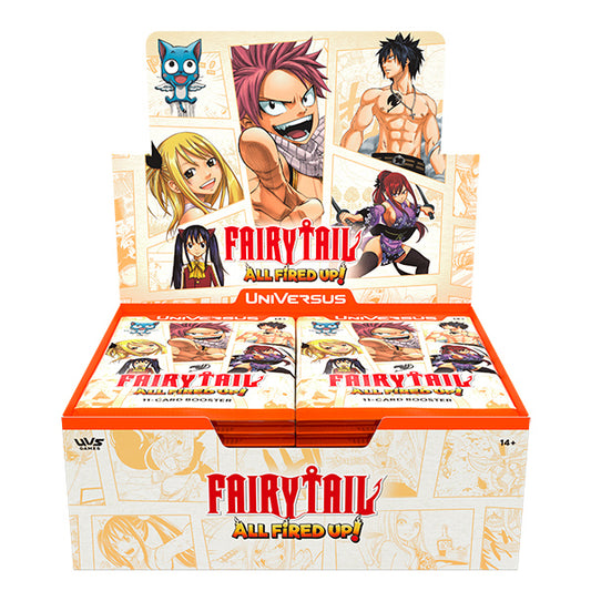 UniVersus FAIRY TAIL All Fired Up! Booster Display — caja de 24 sobres (frente)